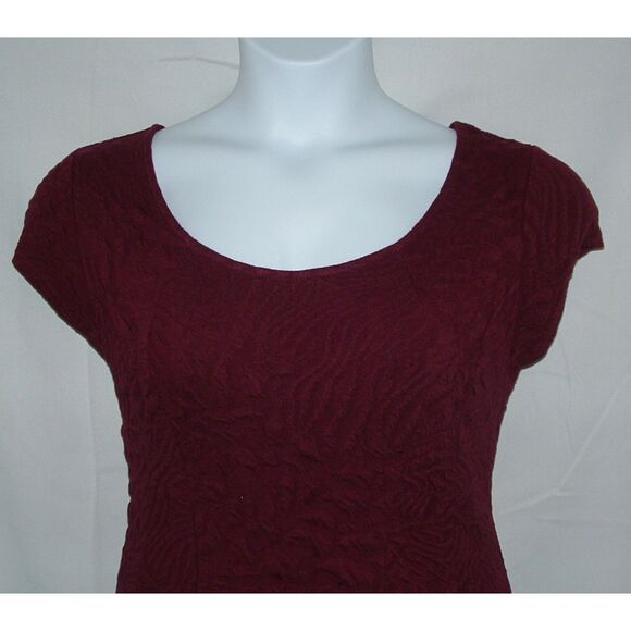 ISAAC MIZRAHI LIVE Textured Burgundy Sz Large Church or Casual Stretchy Dress - Picture 2 of 4
